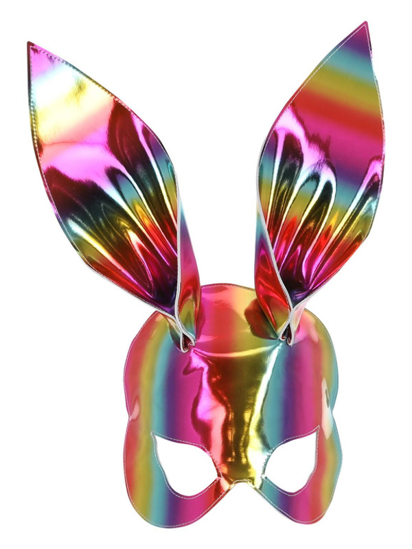 Picture of Rainbow Metallic Bunny Mask 